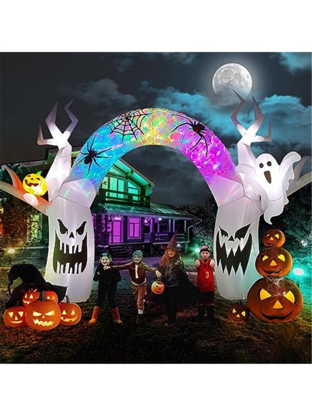 10FT Halloween Inflatable Decoration Colorful Pumpkin Ghost